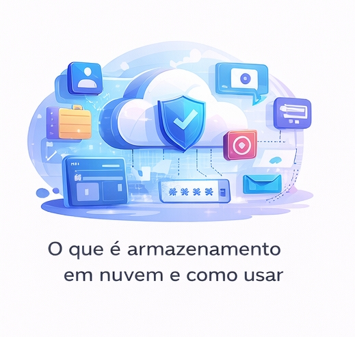 Ilustração explicando armazenamento em nuvem
