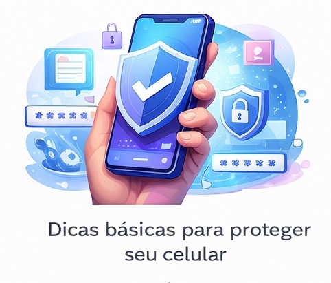 Ilustração sobre segurança e proteção do celular
