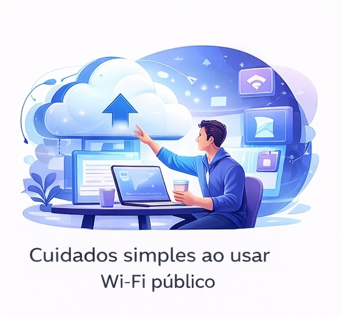 Ilustração sobre cuidados ao usar Wi-Fi público